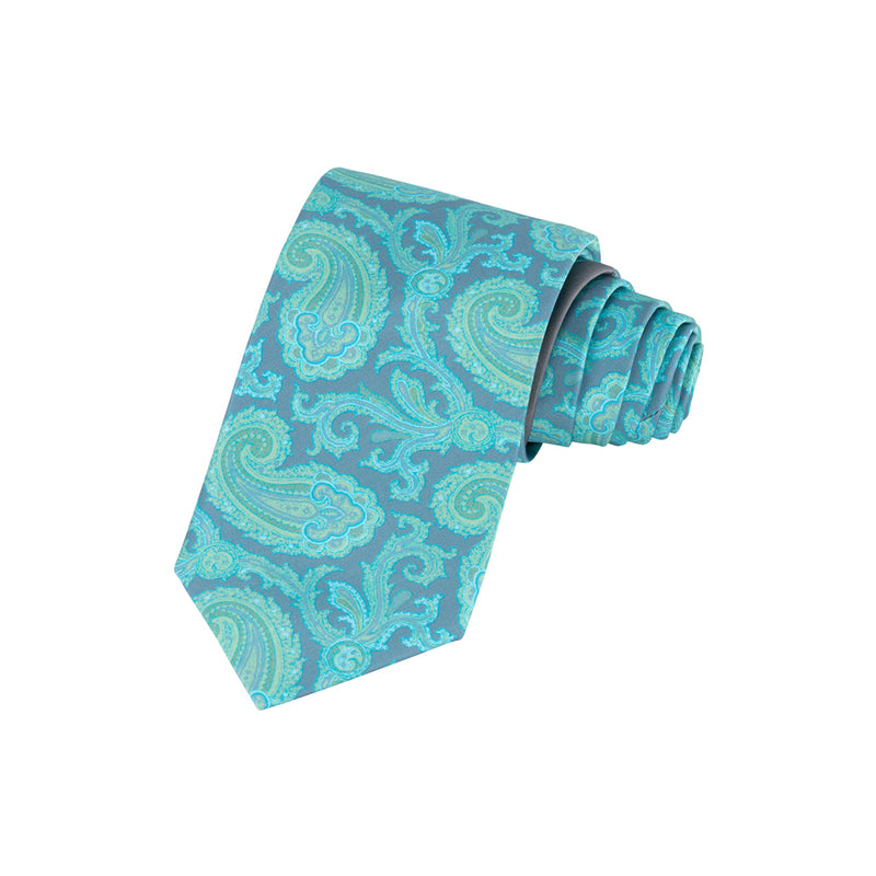 CORBATA GRIS CON AMIBAS COLOR AQUA
