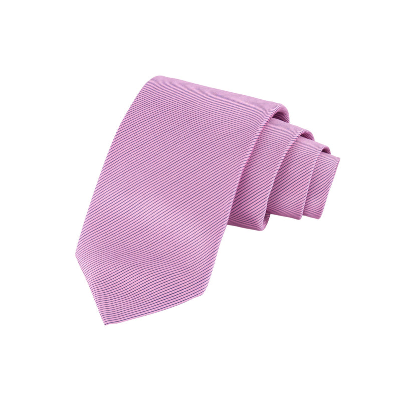 CORBATA 7 PLIEGUES CON CAJA DE SEDA ROSA CON LINEA DELGADA DIAGONAL