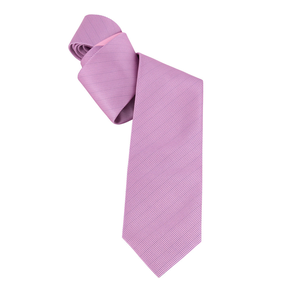 CORBATA 7 PLIEGUES CON CAJA DE SEDA ROSA CON LINEA DELGADA DIAGONAL