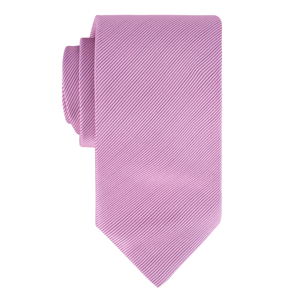 CORBATA 7 PLIEGUES CON CAJA DE SEDA ROSA CON LINEA DELGADA DIAGONAL