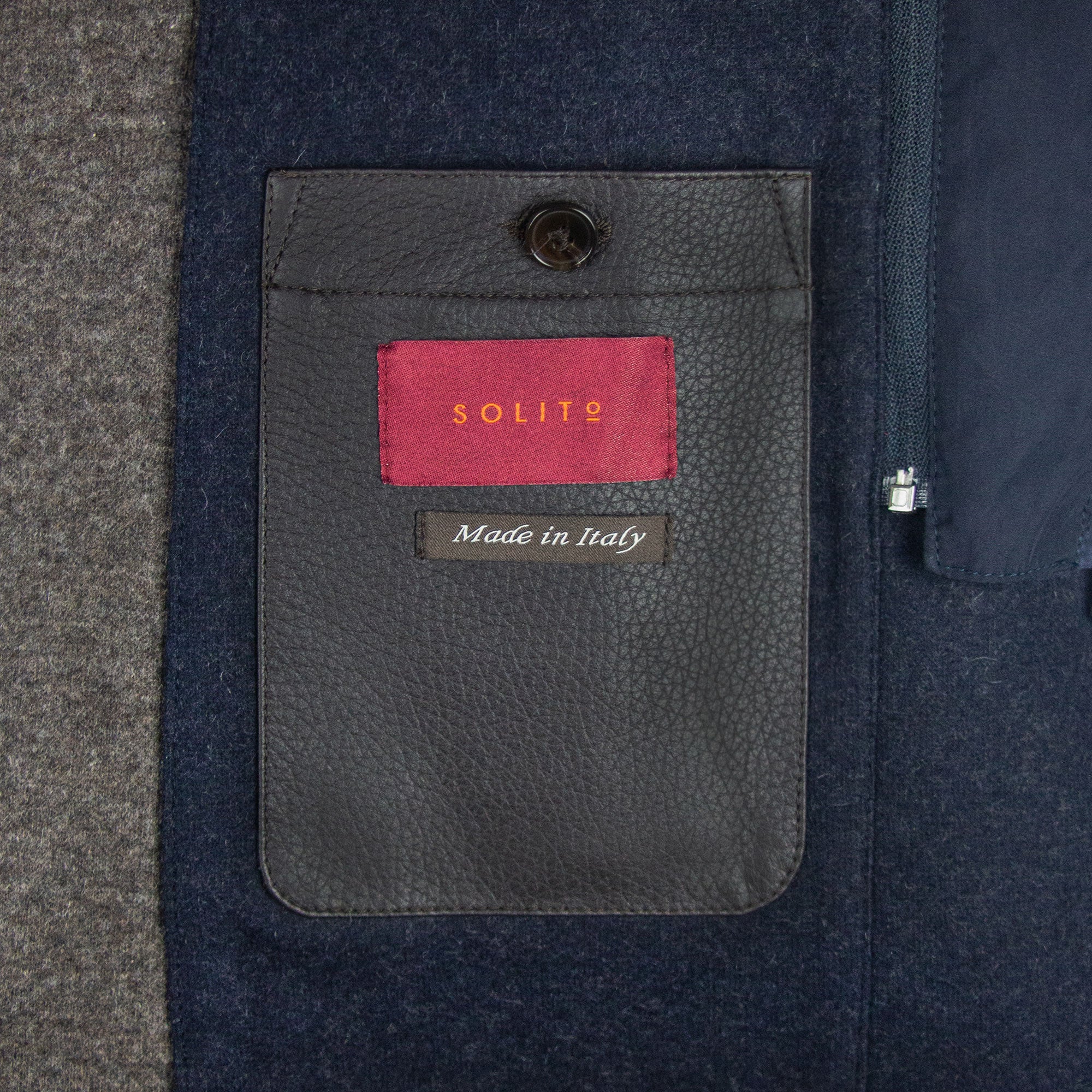 CAZADORA "ROADSTER" DE CASHMERE AZUL CON PECHERA DESMONTABLE DE GAMUZA AL MISMO TONO E INTERIOR DE CASHMERE GRIS