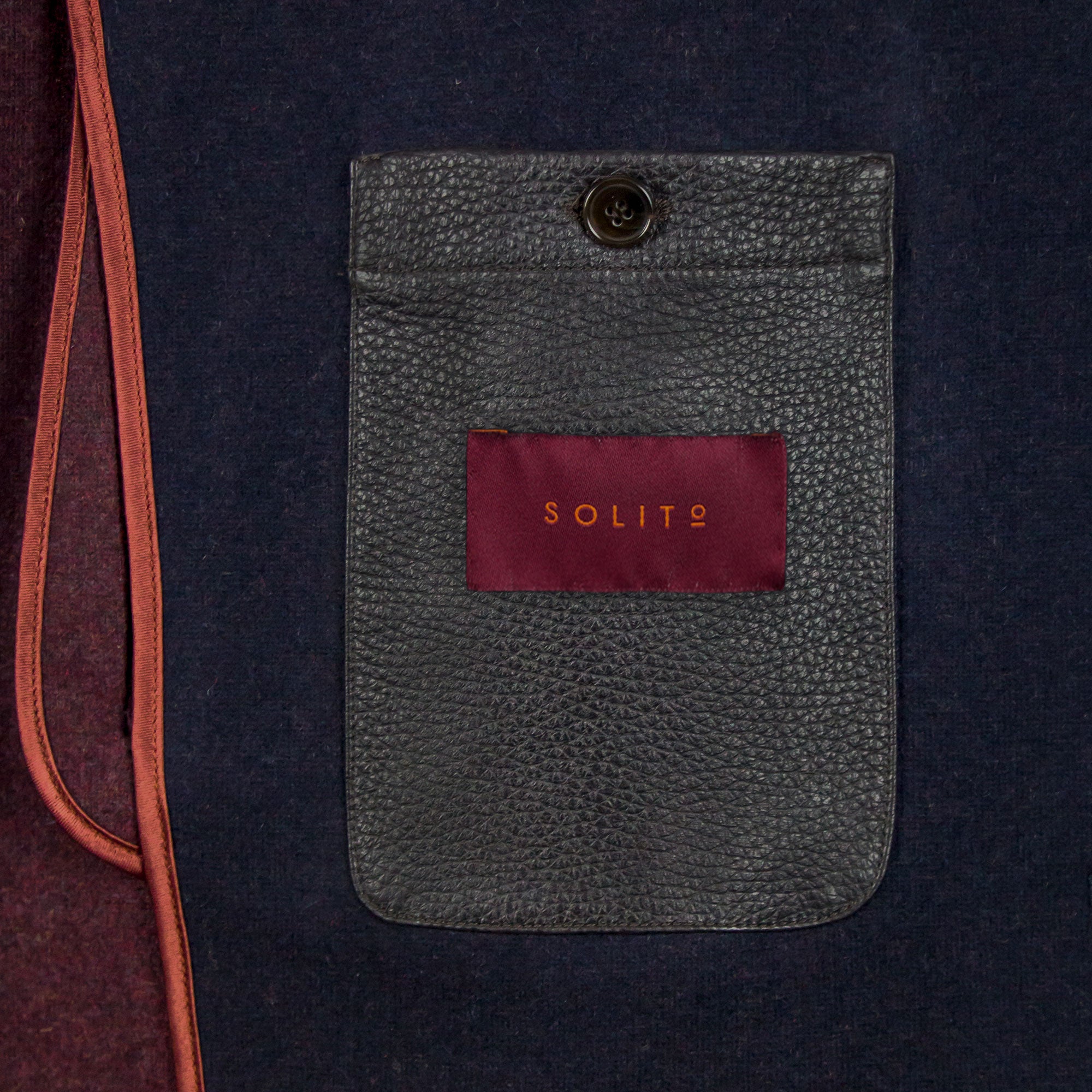 GABARDINA DE CASHMERE AZUL CON INTERIOR DE CASHMERE VINO Y CUELLO DESMONTABLE DE CASTOR