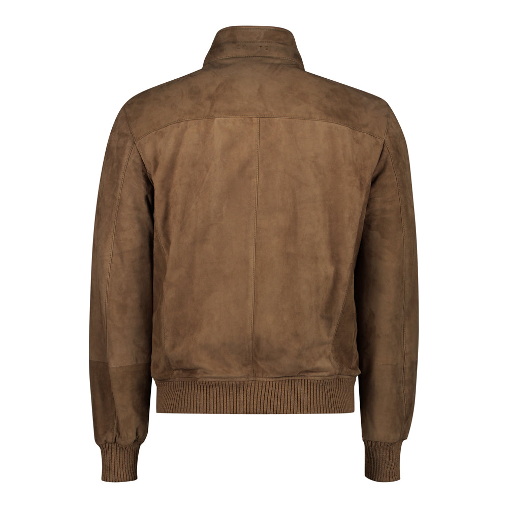 CHAMARRA DE GAMUZA CAMELLO CON INTERNO DE CASHMERE