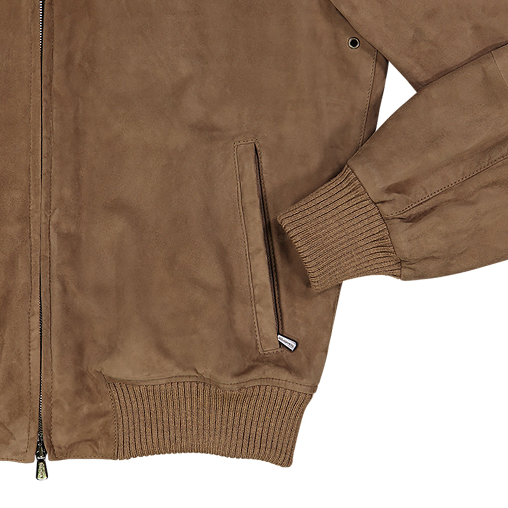 CHAMARRA DE GAMUZA CAMELLO CON INTERNO DE CASHMERE