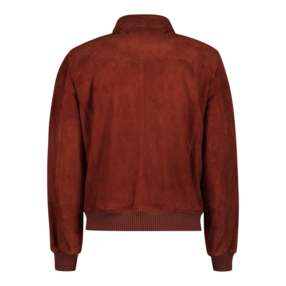 CHAMARRA DE GAMUZA LADRILLO CON INTERNO DE CASHMERE