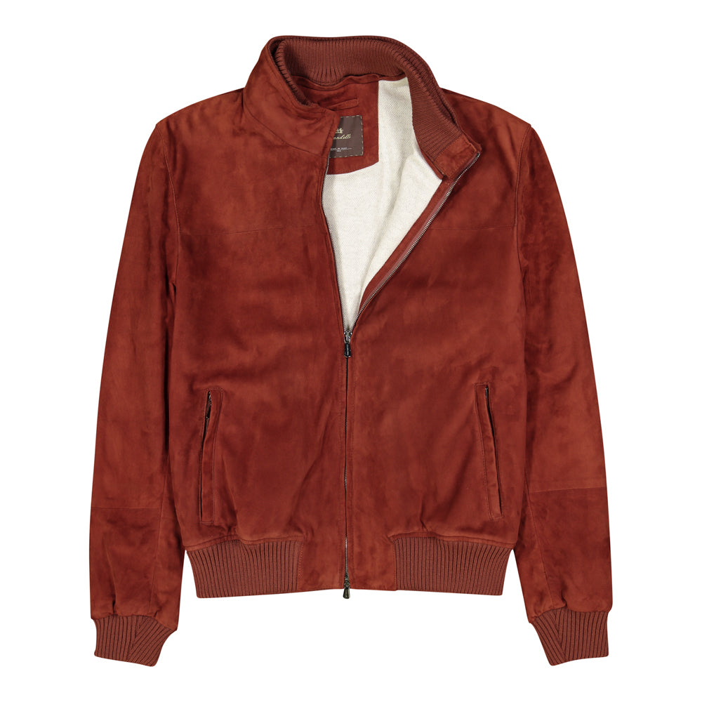 CHAMARRA DE GAMUZA LADRILLO CON INTERNO DE CASHMERE