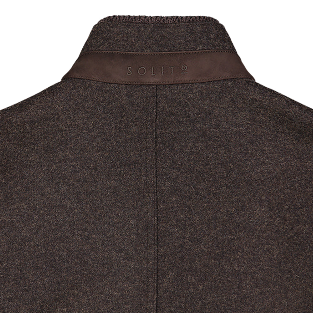 CHAMARRA DE CASHMERE JERSEY CAFÉ CLARO INTERIOR AZUL