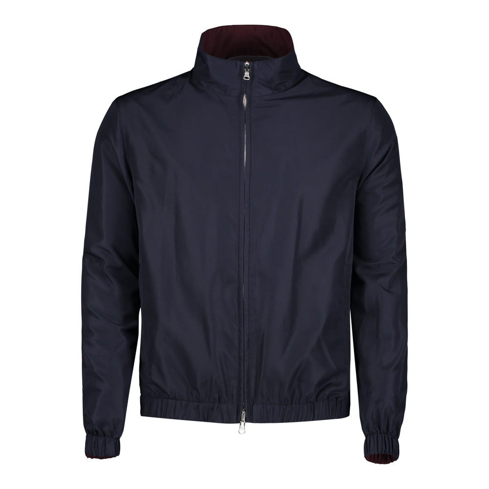 CHAMARRA CORTA DE DOBLE VISTA EN "STORM SYSTEM" VINO Y AZUL OBSCURO