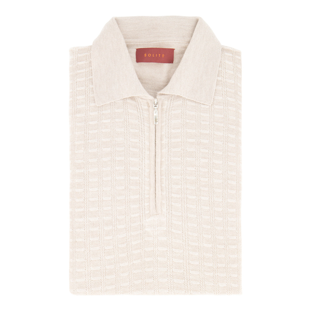 POLO ZIP CASHMERE/SEDA BEIGE