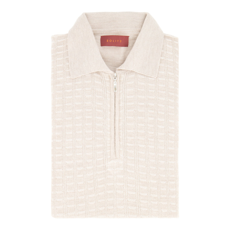 POLO ZIP CASHMERE/SEDA BEIGE