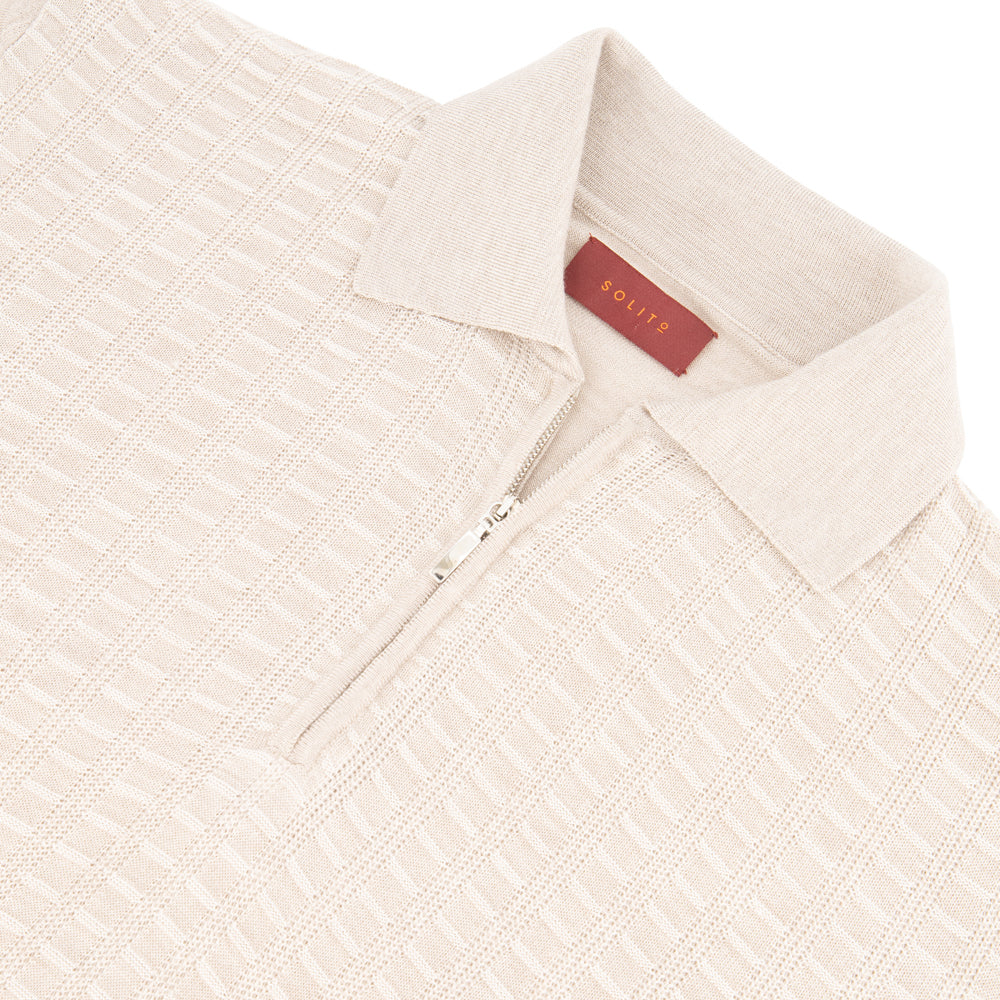 POLO ZIP CASHMERE/SEDA BEIGE