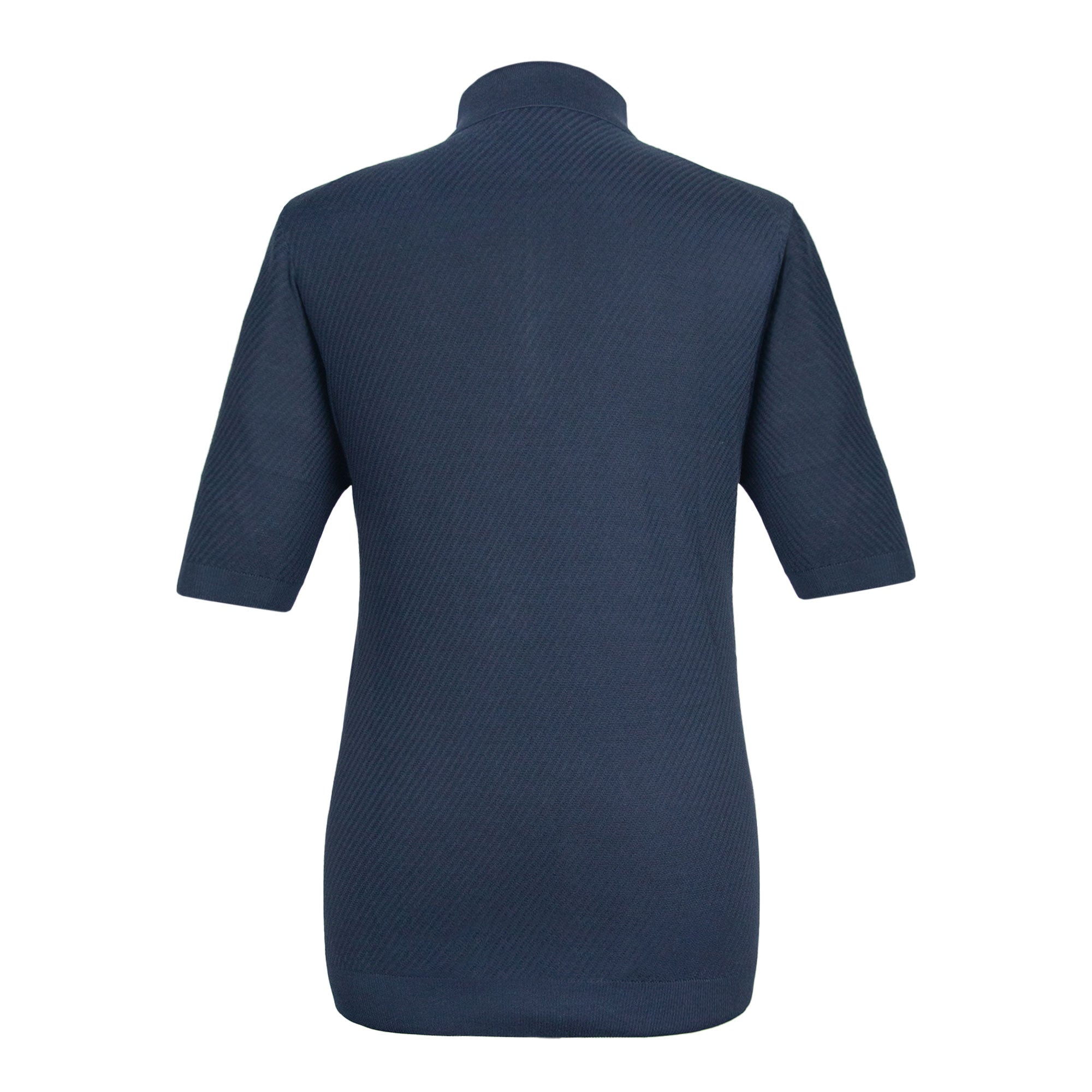 PLAYERA POLO ZIP MANGA CORTA DE ALGODÓN Y SEDA COLOR AZUL MARINO