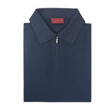 PLAYERA POLO ZIP MANGA CORTA DE ALGODÓN Y SEDA COLOR AZUL MARINO