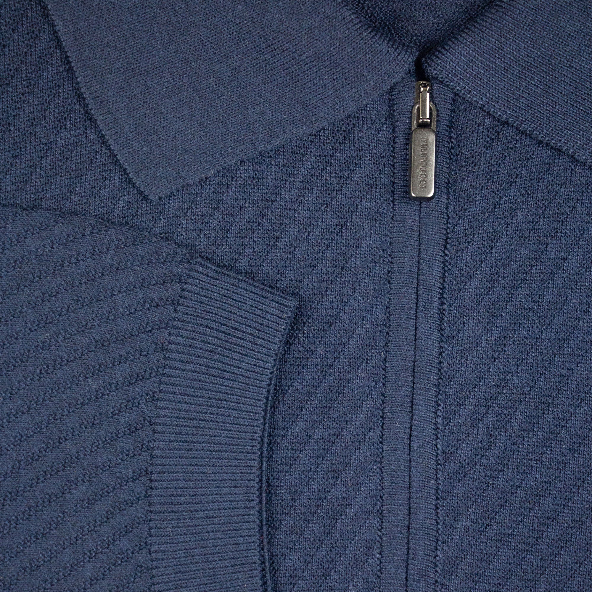 PLAYERA POLO ZIP MANGA CORTA DE ALGODÓN Y SEDA COLOR AZUL MARINO