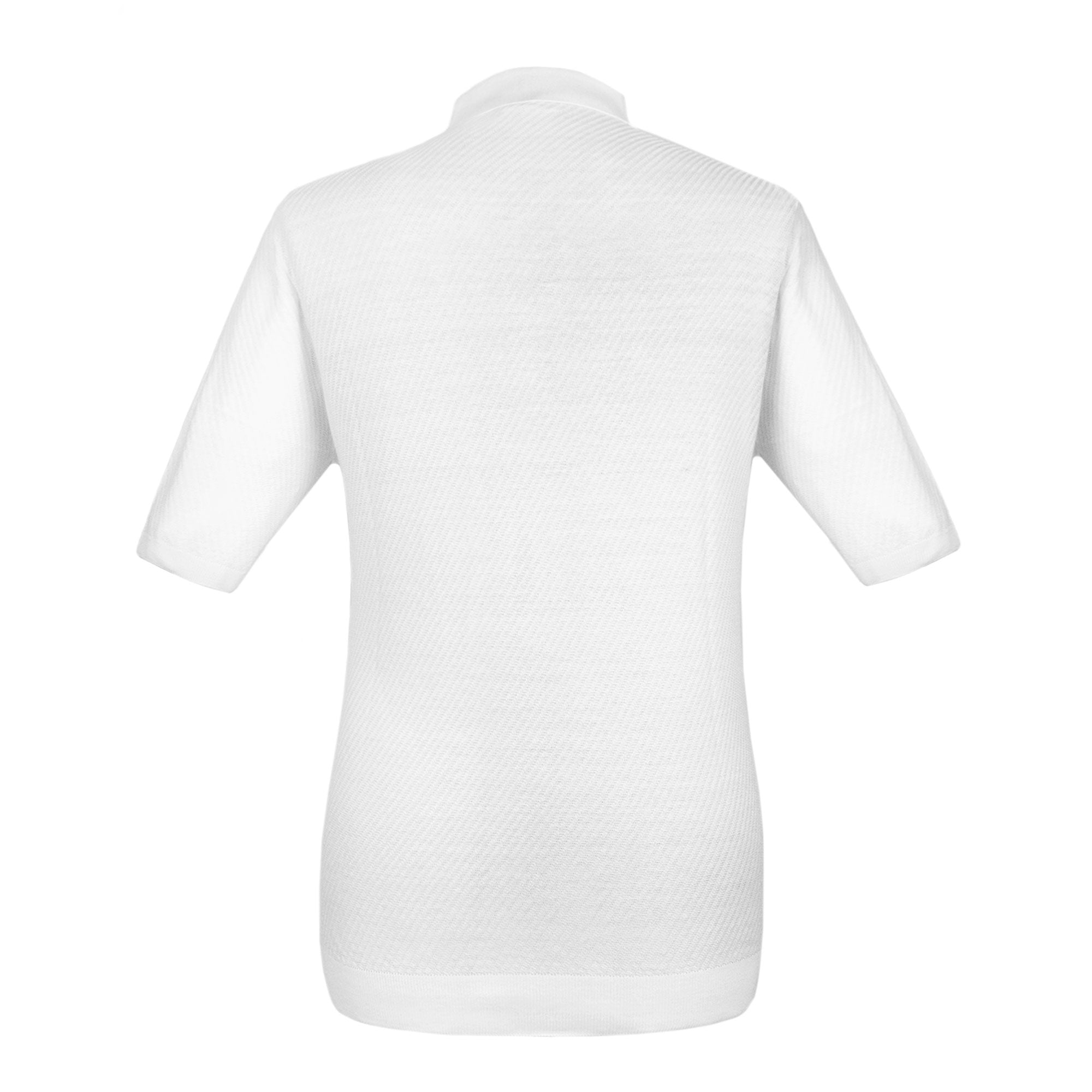 PLAYERA POLO ZIP MANGA CORTA DE ALGODÓN Y SEDA COLOR HUESO