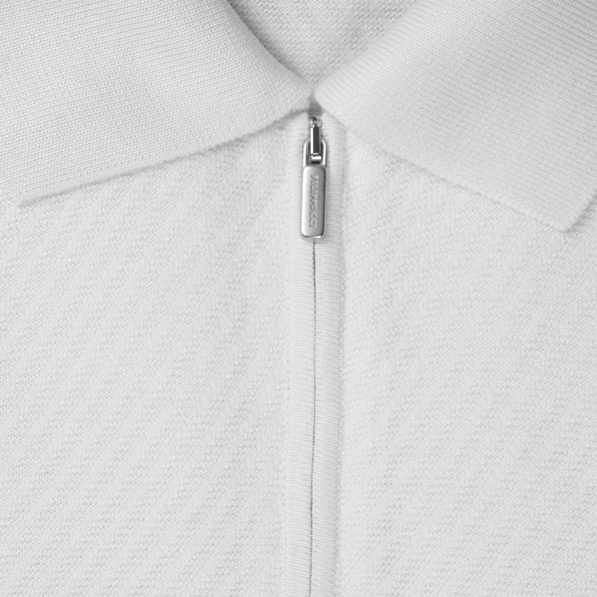 PLAYERA POLO ZIP MANGA CORTA DE ALGODÓN Y SEDA COLOR HUESO
