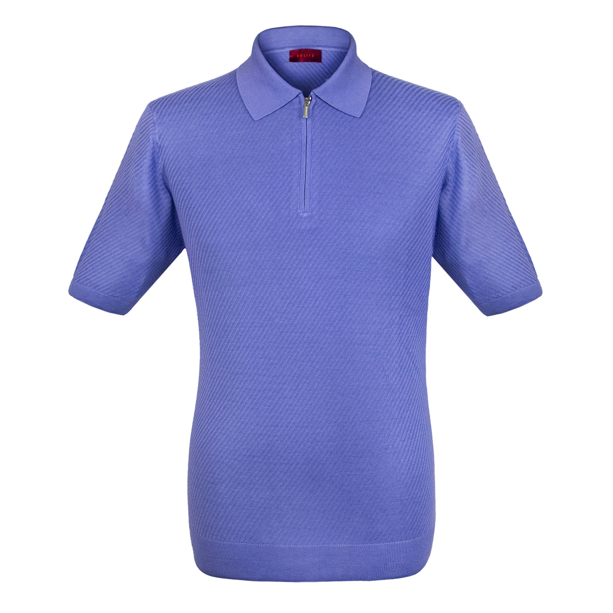 PLAYERA POLO ZIP MANGA CORTA DE ALGODÓN Y SEDA COLOR LILA