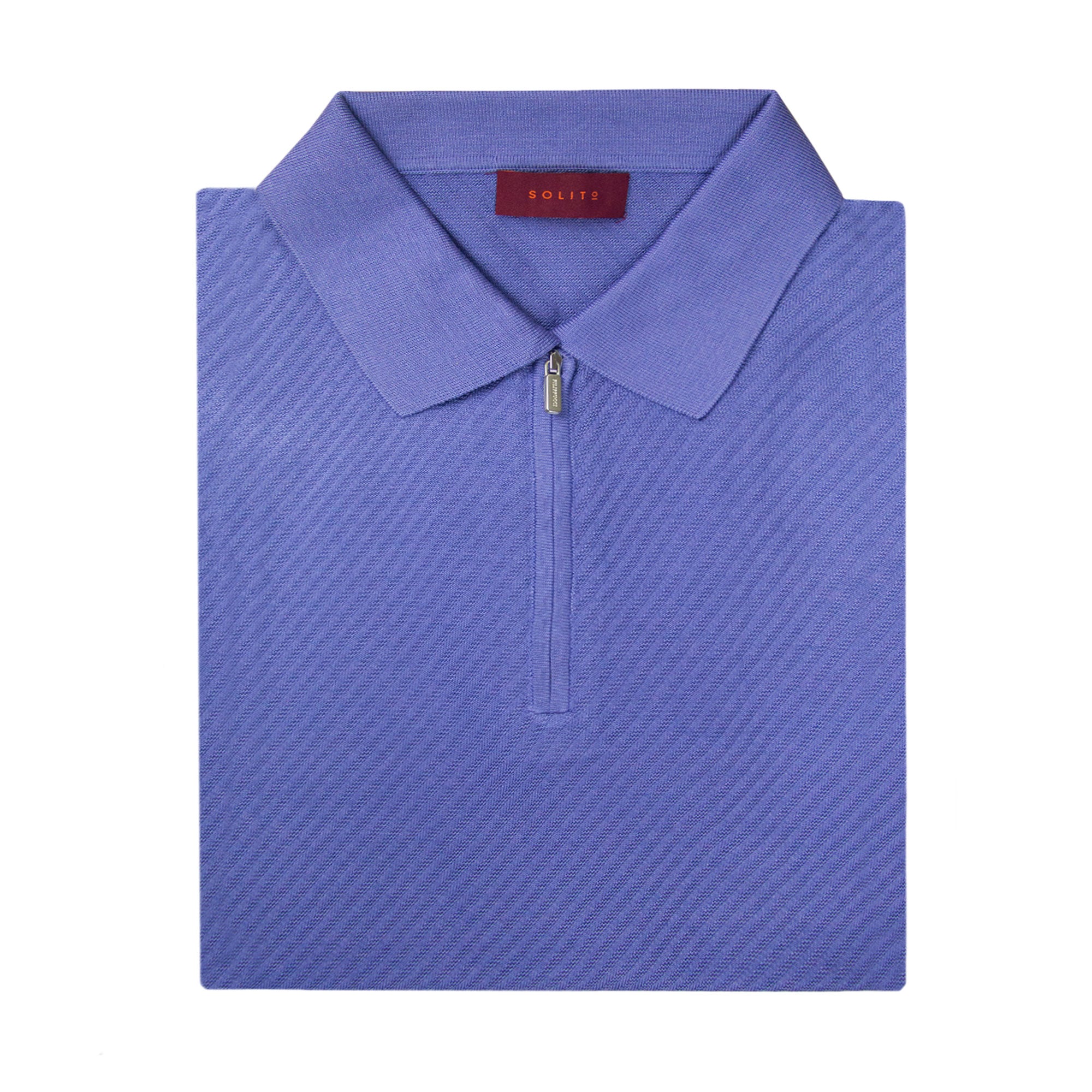 PLAYERA POLO ZIP MANGA CORTA DE ALGODÓN Y SEDA COLOR LILA
