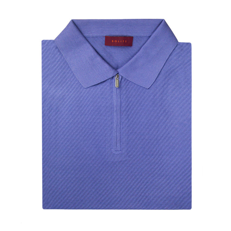 PLAYERA POLO ZIP MANGA CORTA DE ALGODÓN Y SEDA COLOR LILA