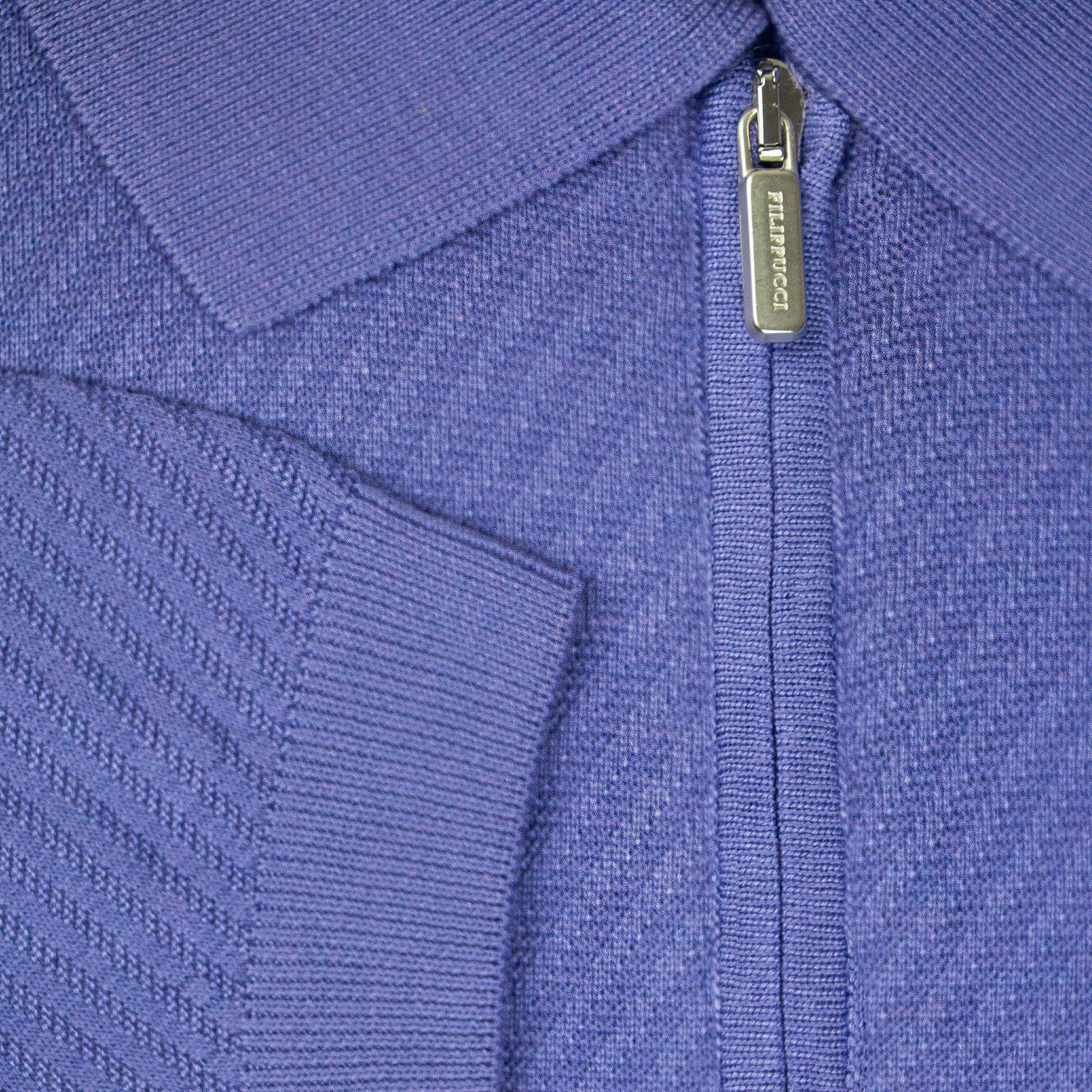 PLAYERA POLO ZIP MANGA CORTA DE ALGODÓN Y SEDA COLOR LILA