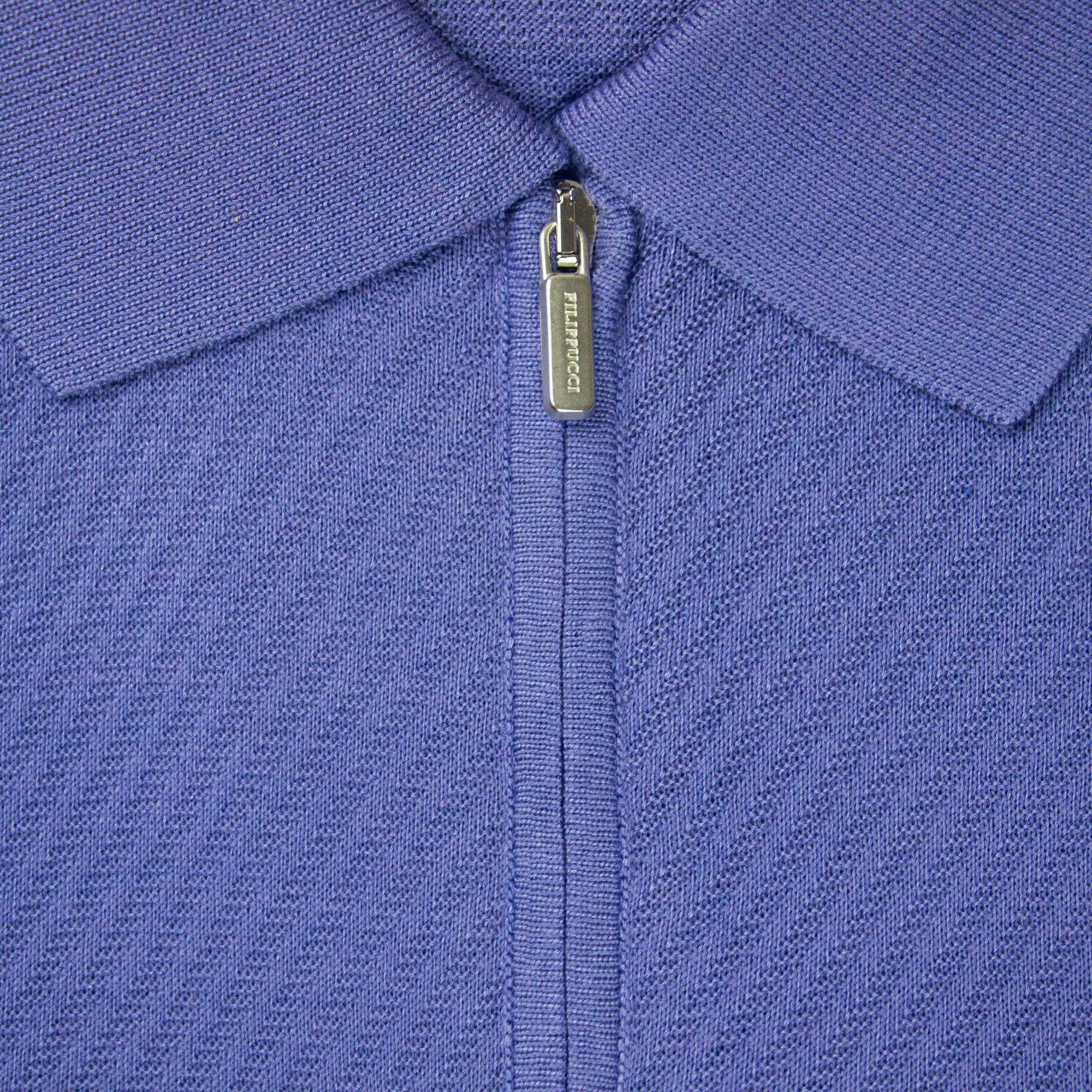 PLAYERA POLO ZIP MANGA CORTA DE ALGODÓN Y SEDA COLOR LILA