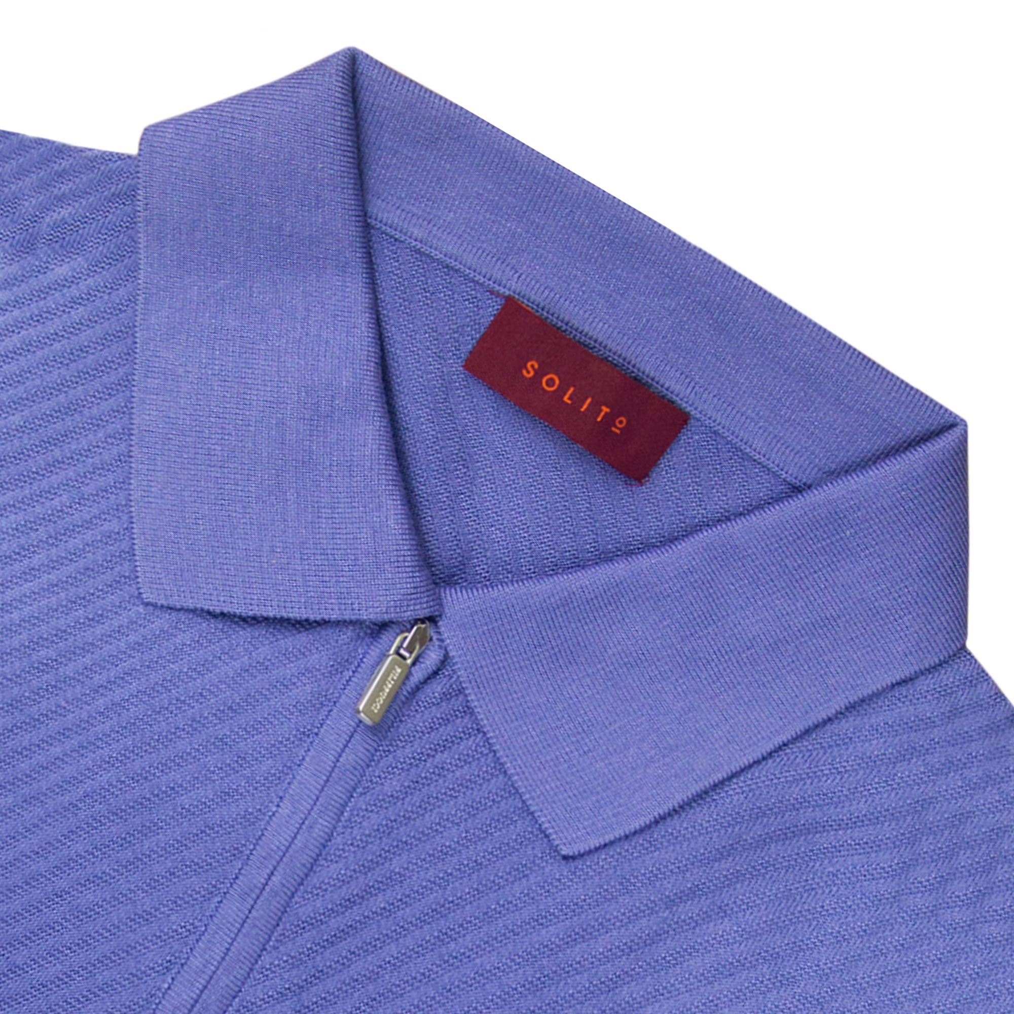 PLAYERA POLO ZIP MANGA CORTA DE ALGODÓN Y SEDA COLOR LILA