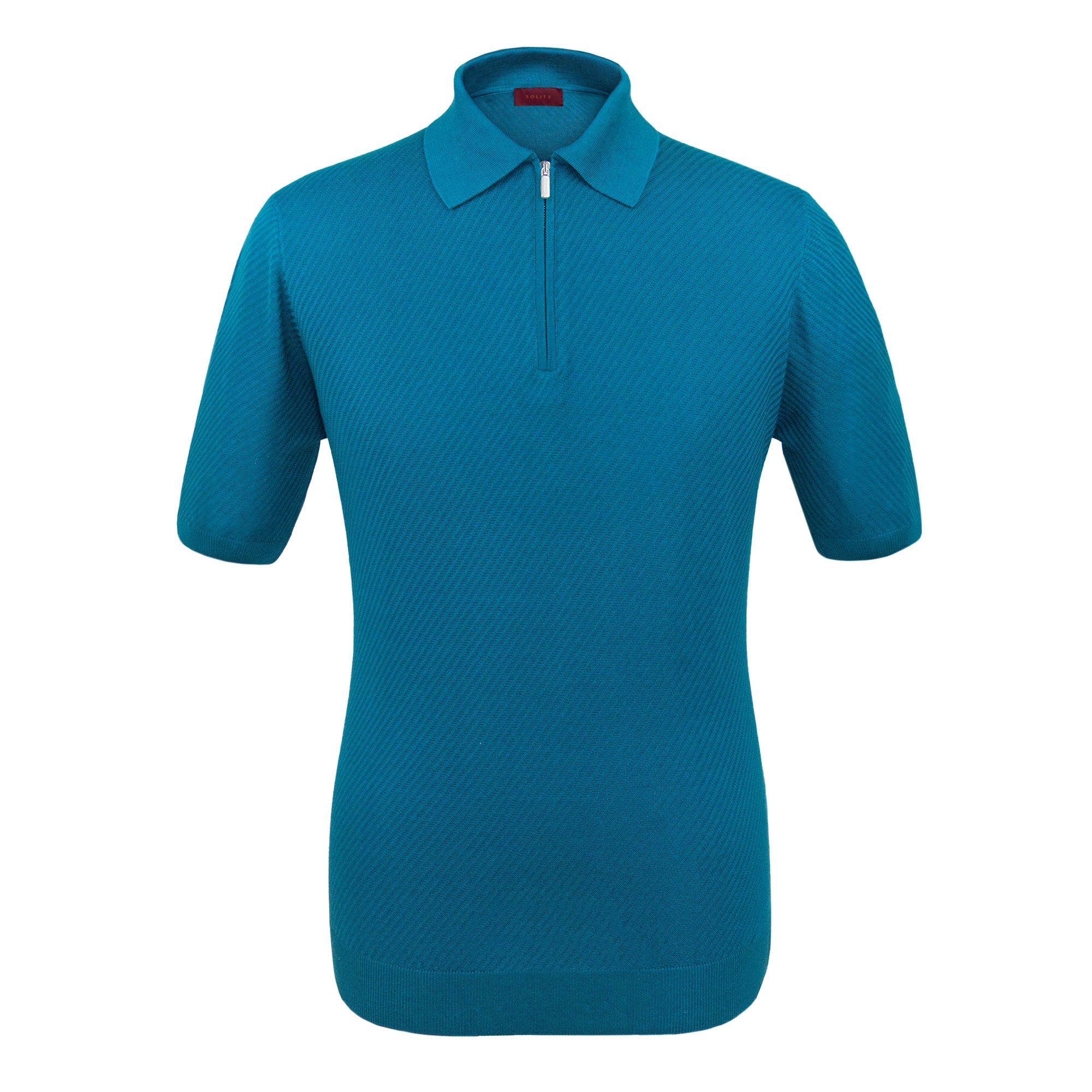 PLAYERA POLO ZIP MANGA CORTA DE ALGODÓN Y SEDA COLOR VERDE ESMERALDA