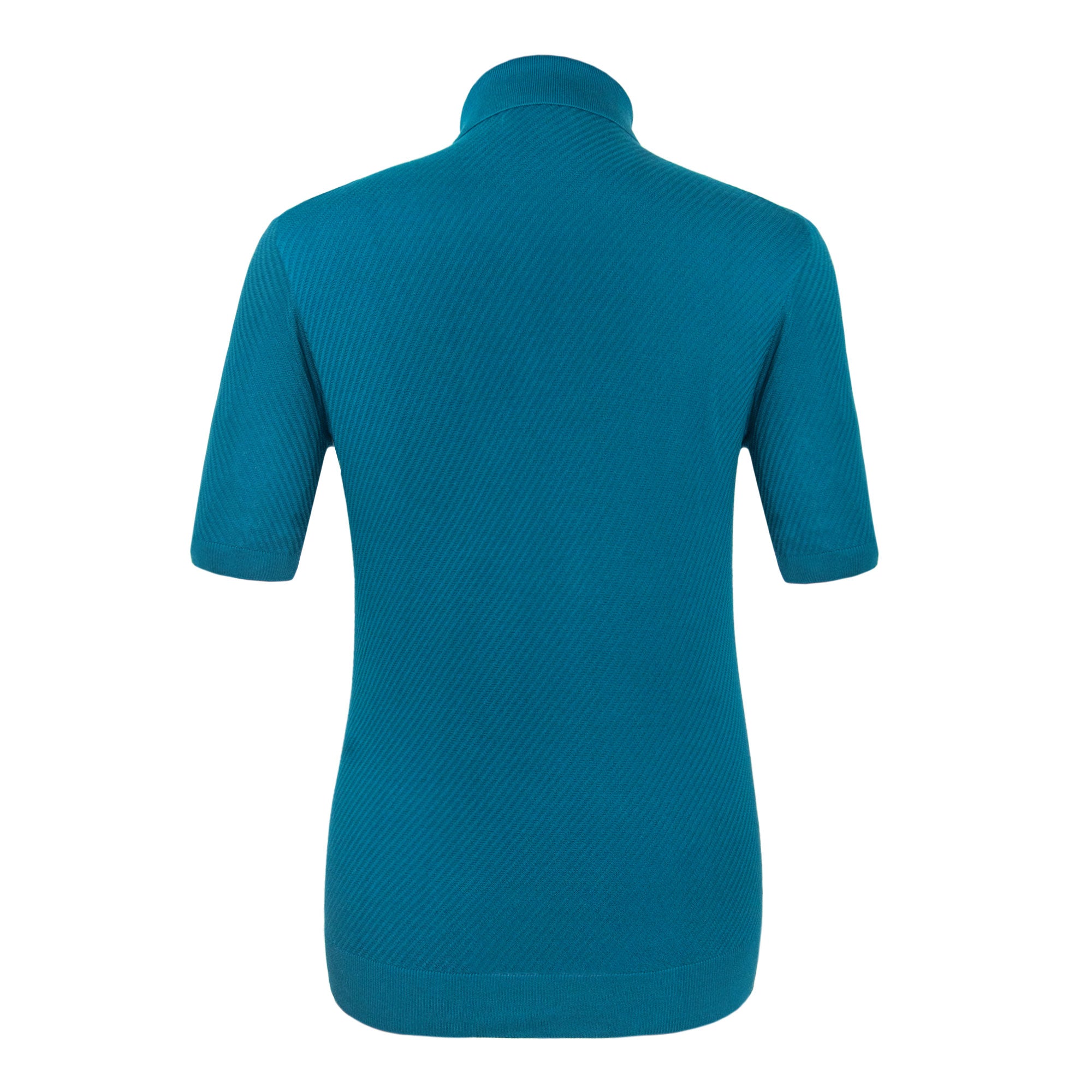 PLAYERA POLO ZIP MANGA CORTA DE ALGODÓN Y SEDA COLOR VERDE ESMERALDA
