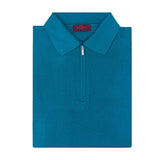 PLAYERA POLO ZIP MANGA CORTA DE ALGODÓN Y SEDA COLOR VERDE ESMERALDA