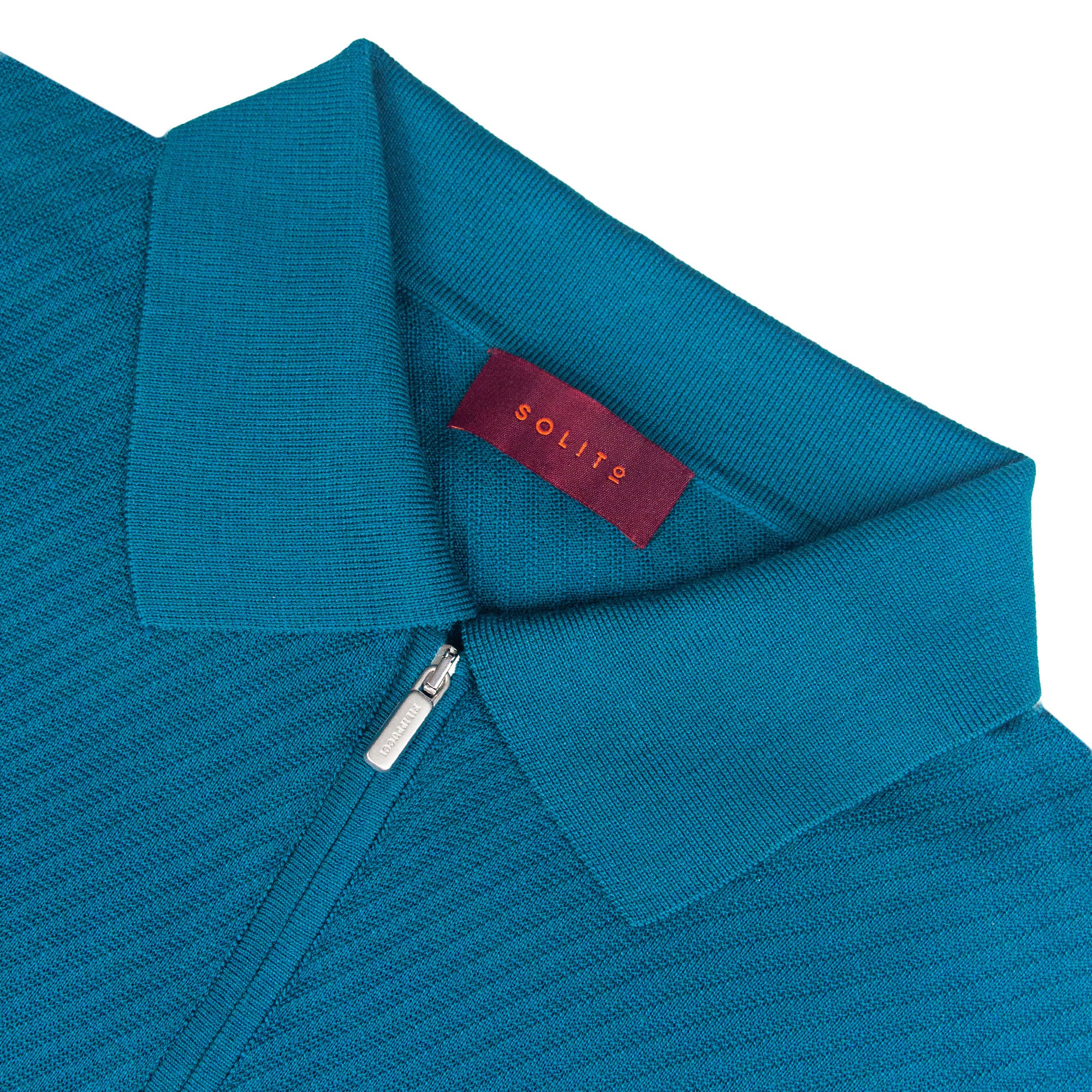 PLAYERA POLO ZIP MANGA CORTA DE ALGODÓN Y SEDA COLOR VERDE ESMERALDA