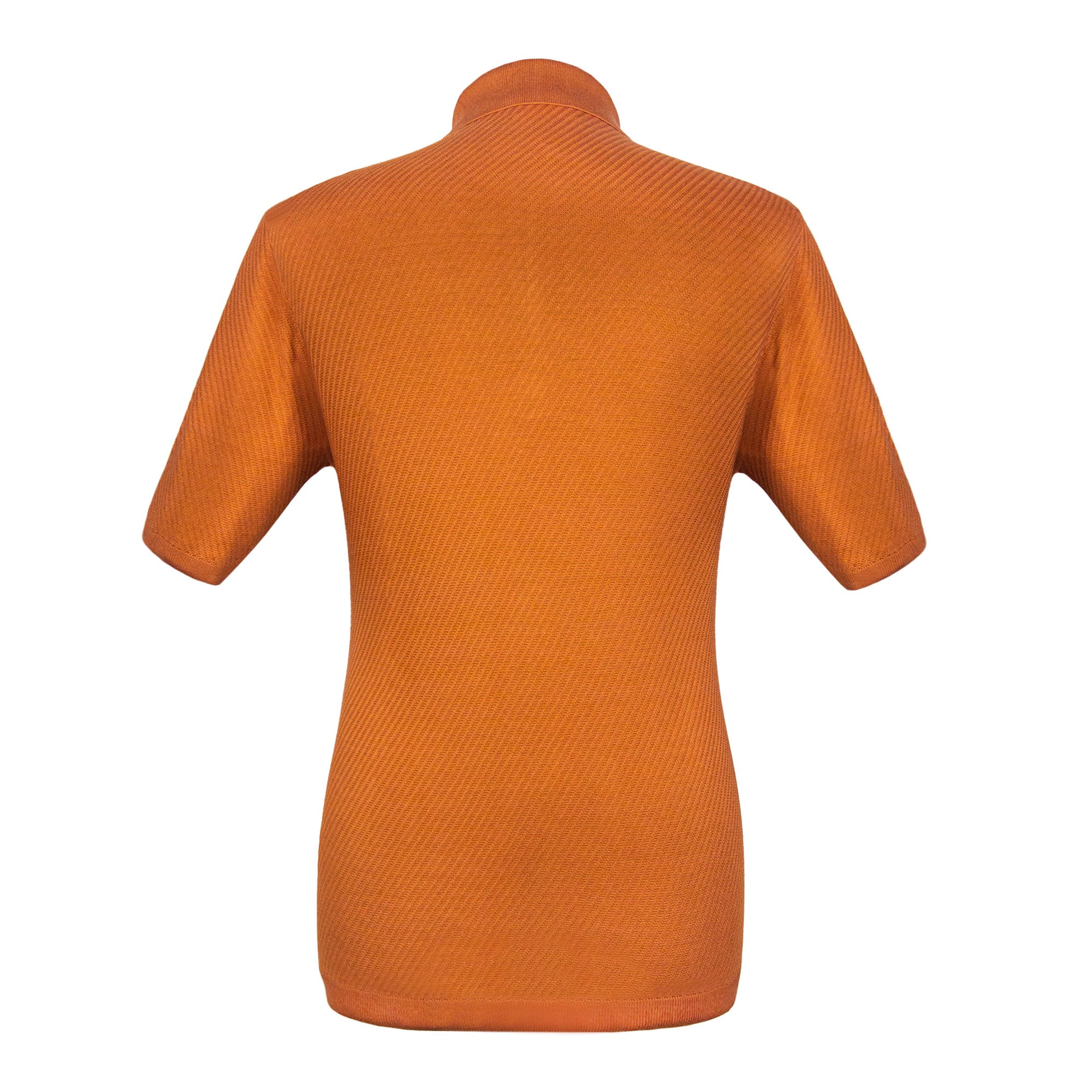 PLAYERA POLO ZIP MANGA CORTA DE ALGODÓN Y SEDA COLOR LADRILLO