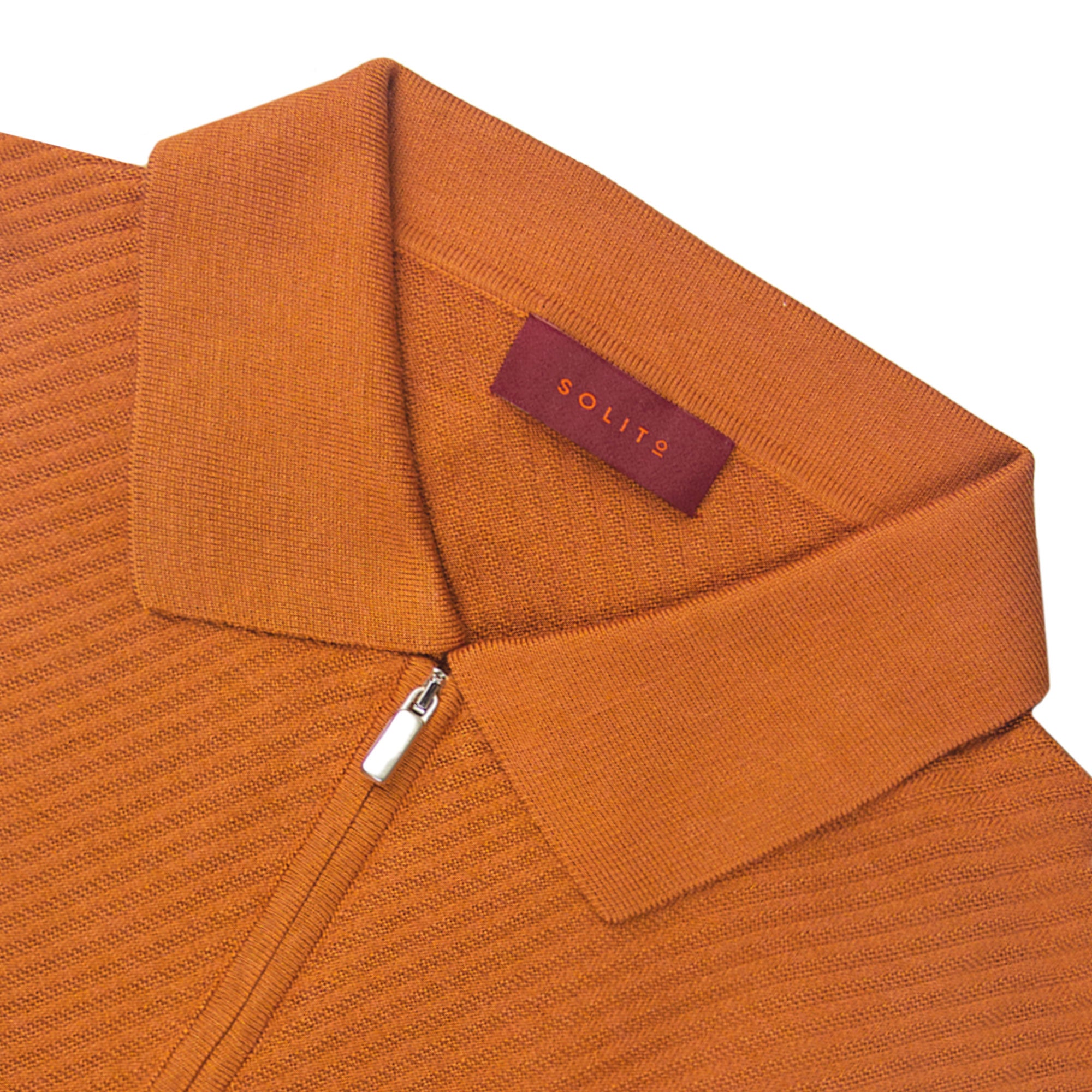 PLAYERA POLO ZIP MANGA CORTA DE ALGODÓN Y SEDA COLOR LADRILLO