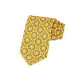 SET DE CORBATA CON PAÑUELO AMARILLA CON MANDALA AZUL