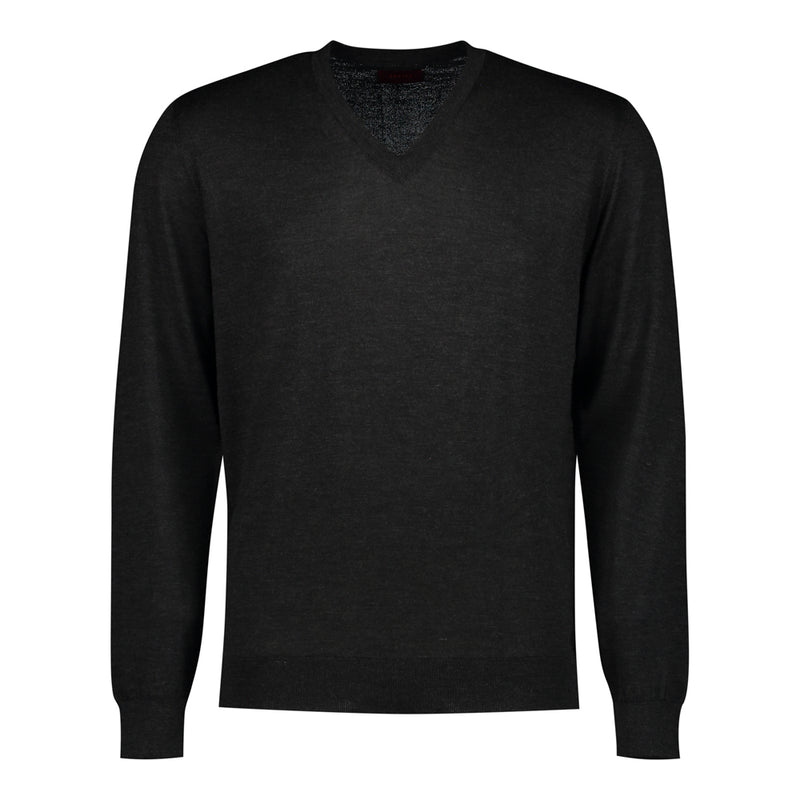 SUÉTER CASHMERE SEDA CUELLO V GRIS OXFORD
