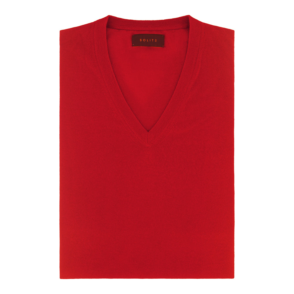 SUÉTER CASHMERE CUELLO V ROSSO