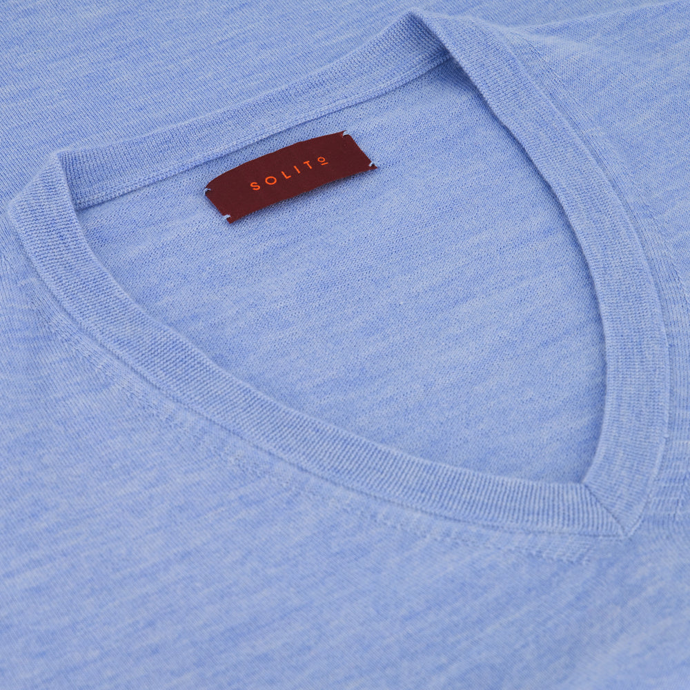 SUÉTER CASHMERE CUELLO V CELESTE