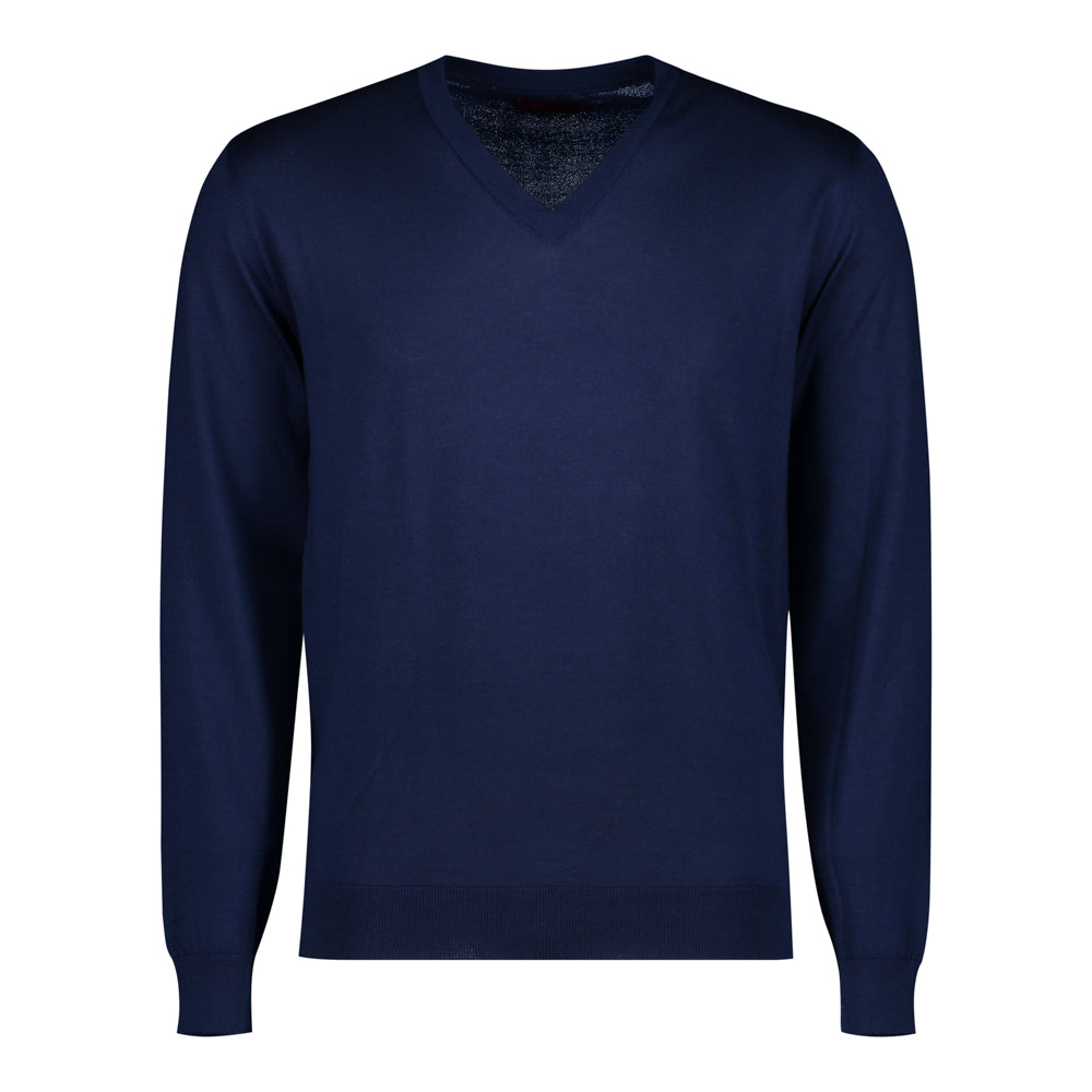 SUÉTER CASHMERE SEDA CUELLO V AZUL FUERTE