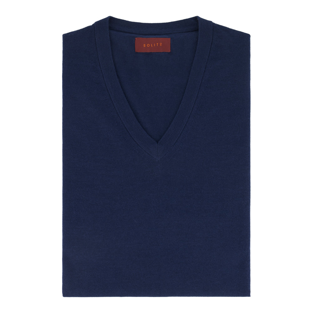 SUÉTER CASHMERE SEDA CUELLO V AZUL FUERTE