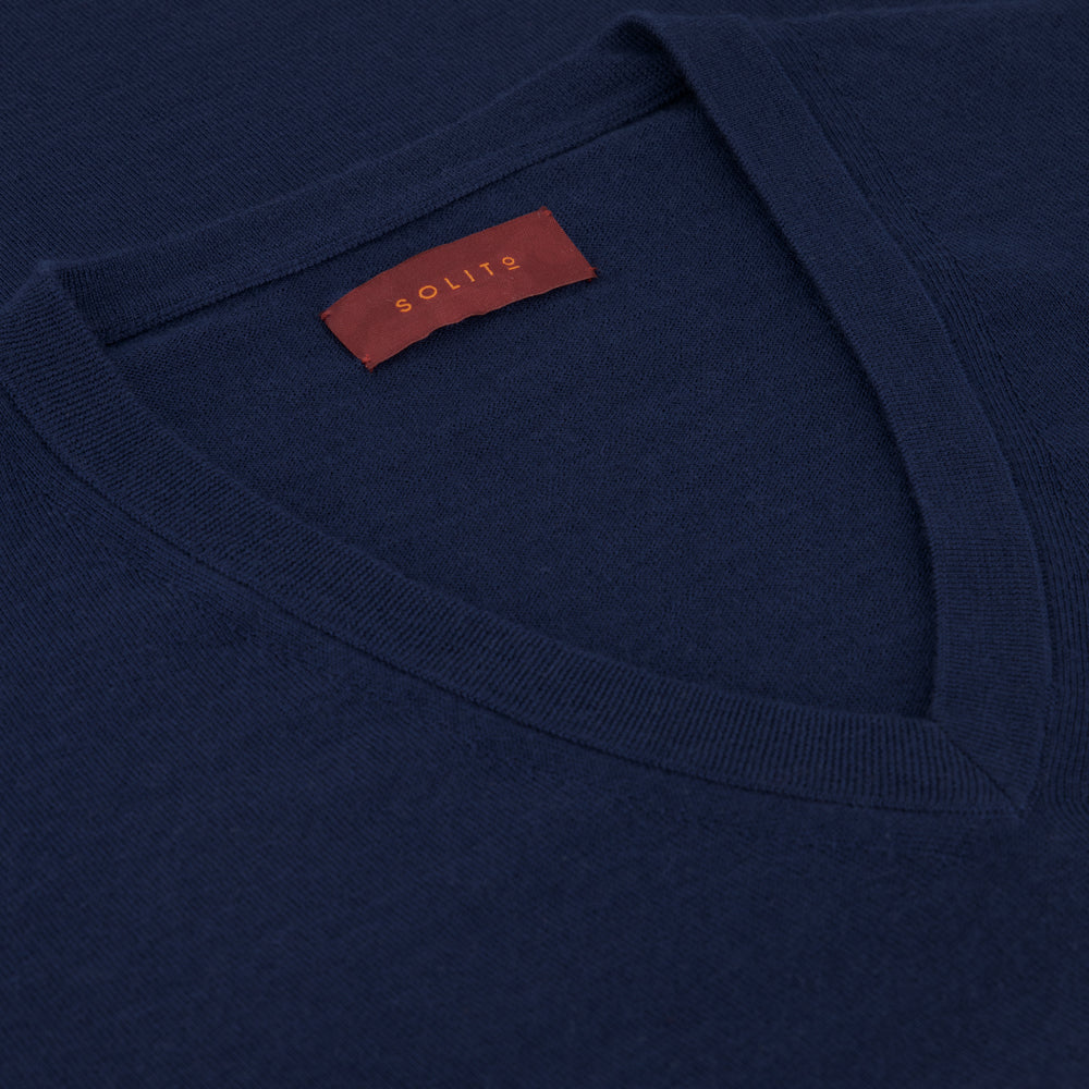SUÉTER CASHMERE SEDA CUELLO V AZUL FUERTE