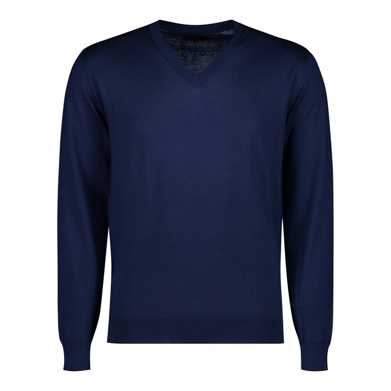 SUÉTER CASHMERE SEDA CUELLO V AZUL FUERTE