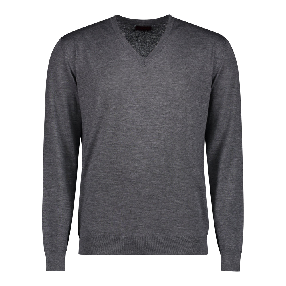 SUÉTER CASHMERE CUELLO V GRIS