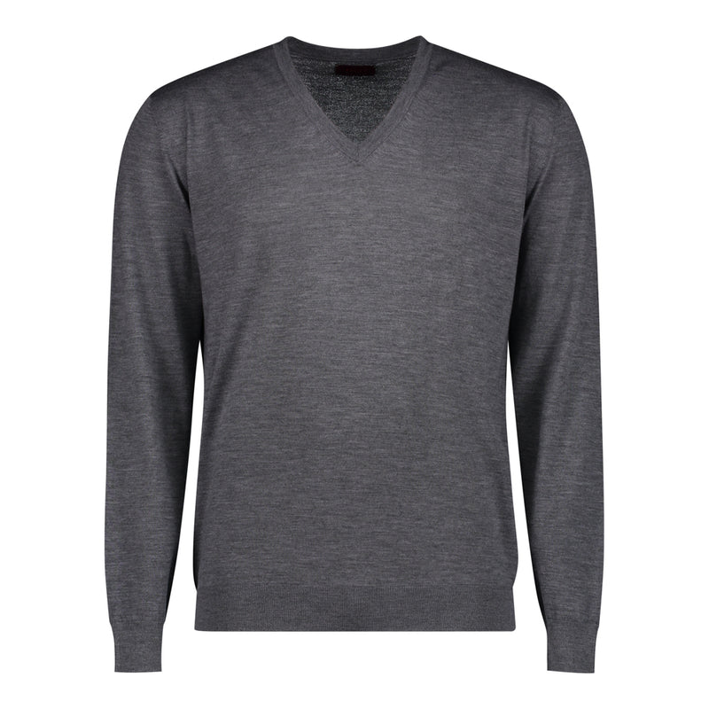 SUÉTER CASHMERE CUELLO V GRIS