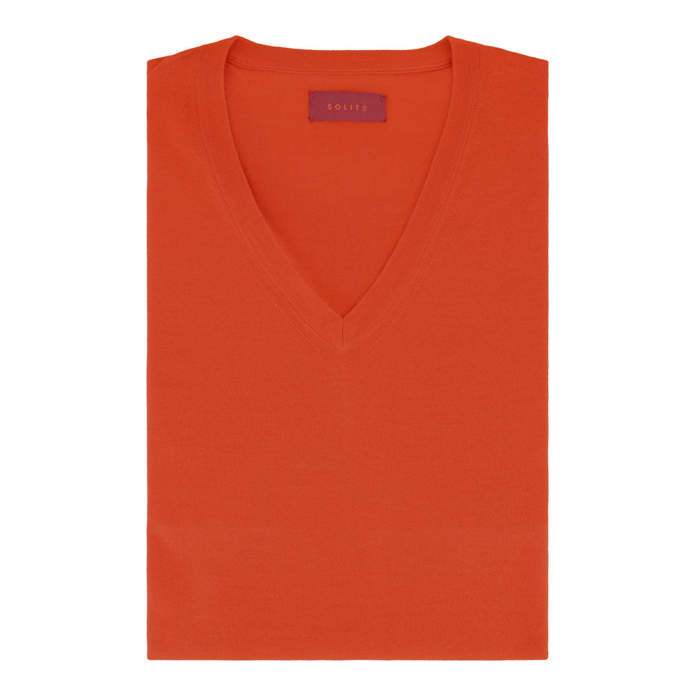 SUÉTER CASHMERE SEDA CUELLO V NARANJA