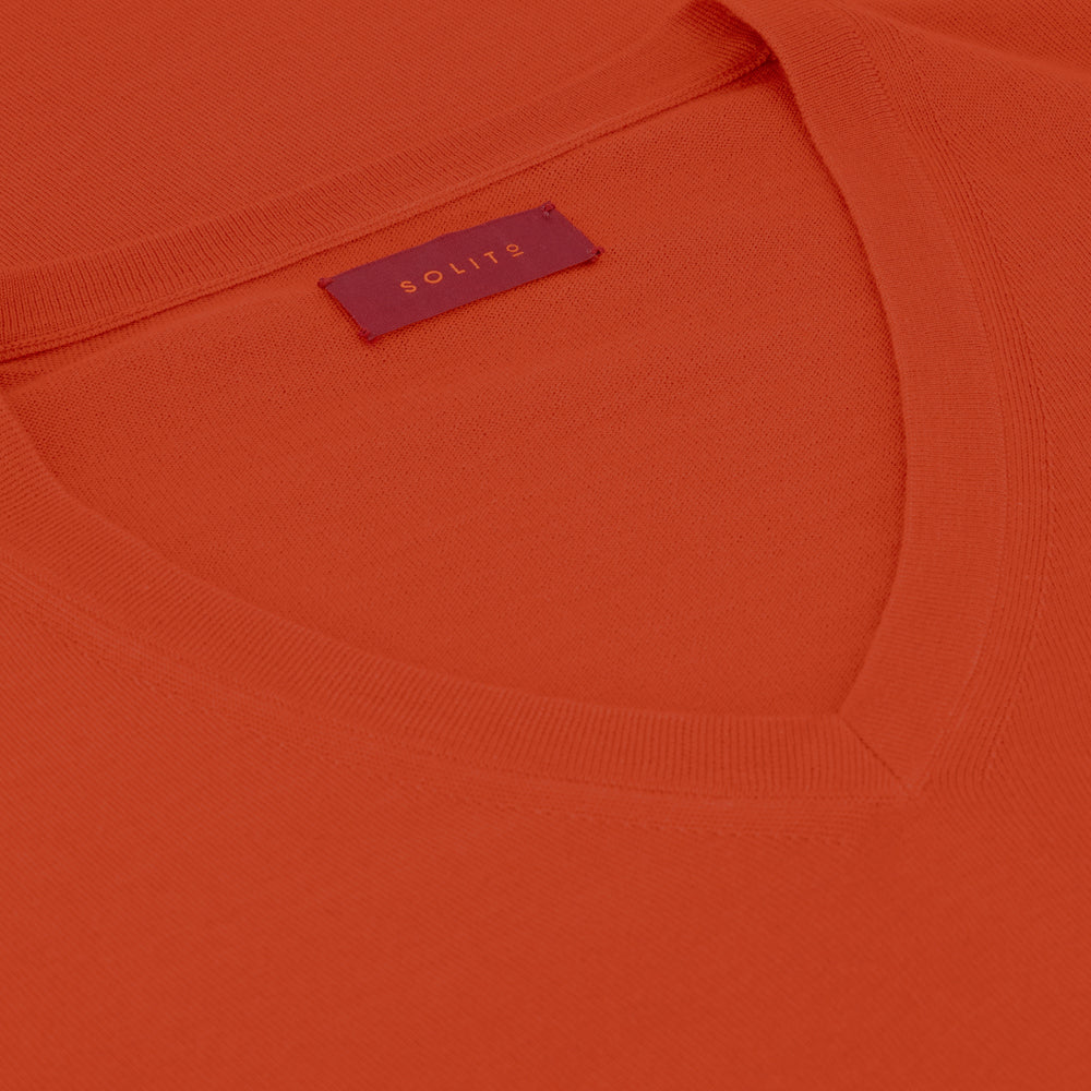 SUÉTER CASHMERE SEDA CUELLO V NARANJA