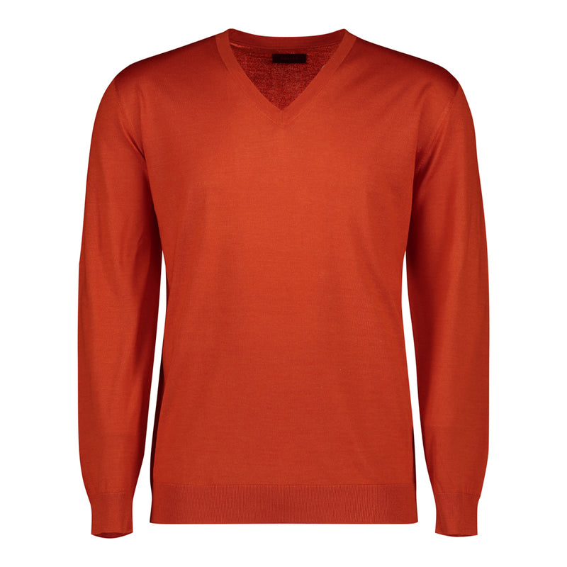 SUÉTER CASHMERE SEDA CUELLO V NARANJA
