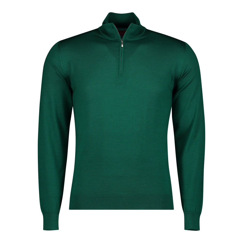 SUÉTER CASHMERE SEDA ZIP VERDE BANDERA