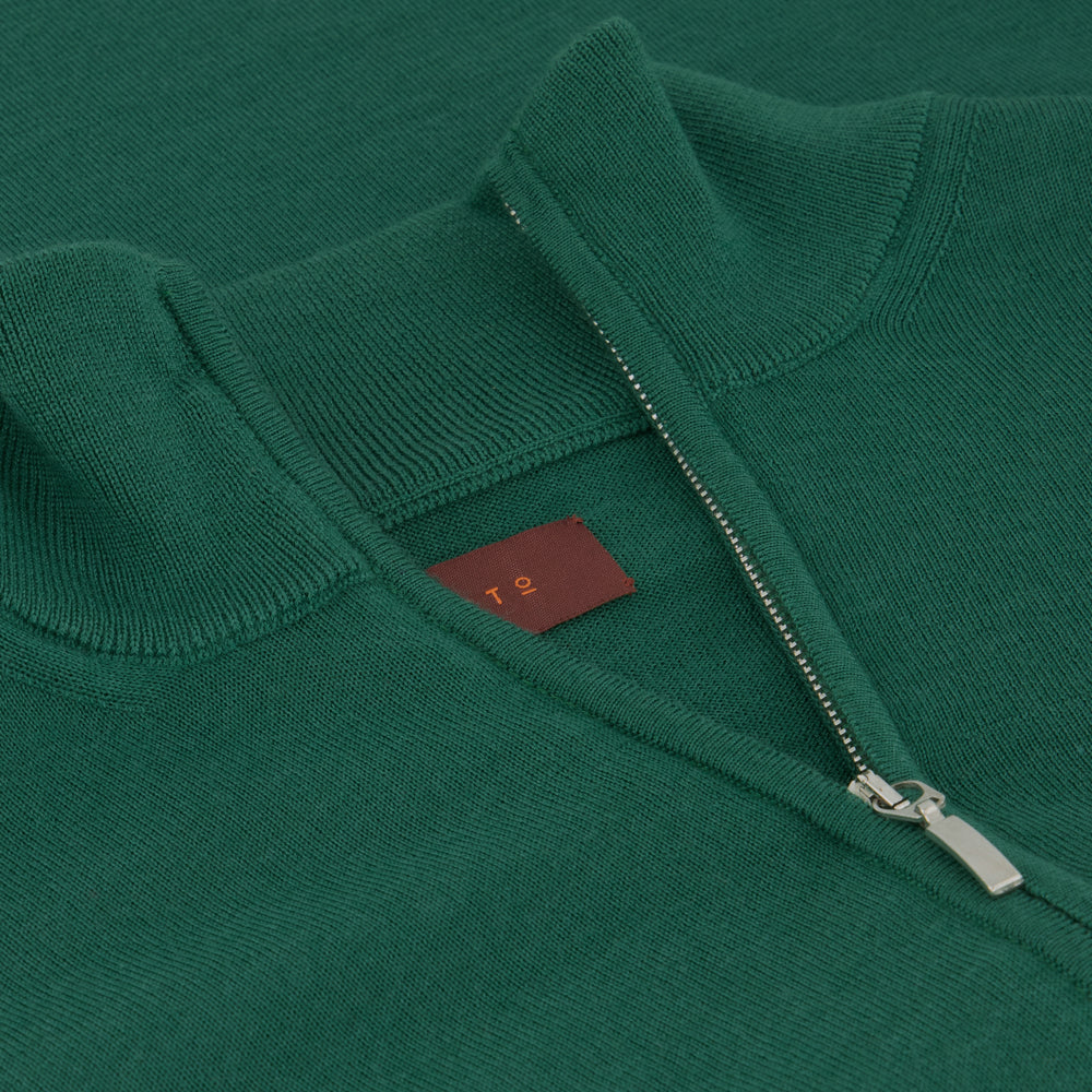 SUÉTER CASHMERE SEDA ZIP VERDE BANDERA