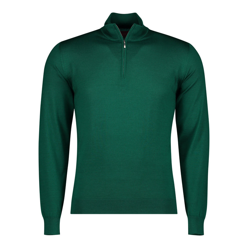 SUÉTER CASHMERE SEDA ZIP VERDE BANDERA