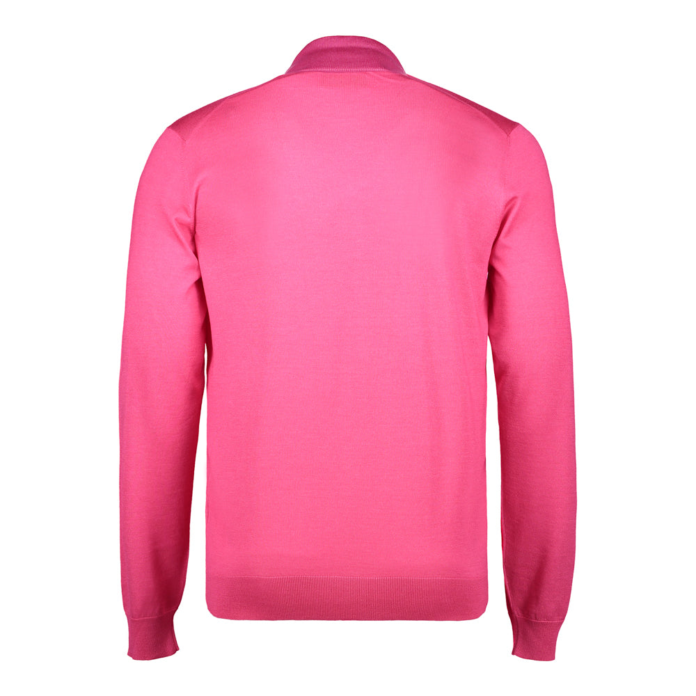 SUÉTER CASHMERE SEDA ZIP ROSA MEXICANO