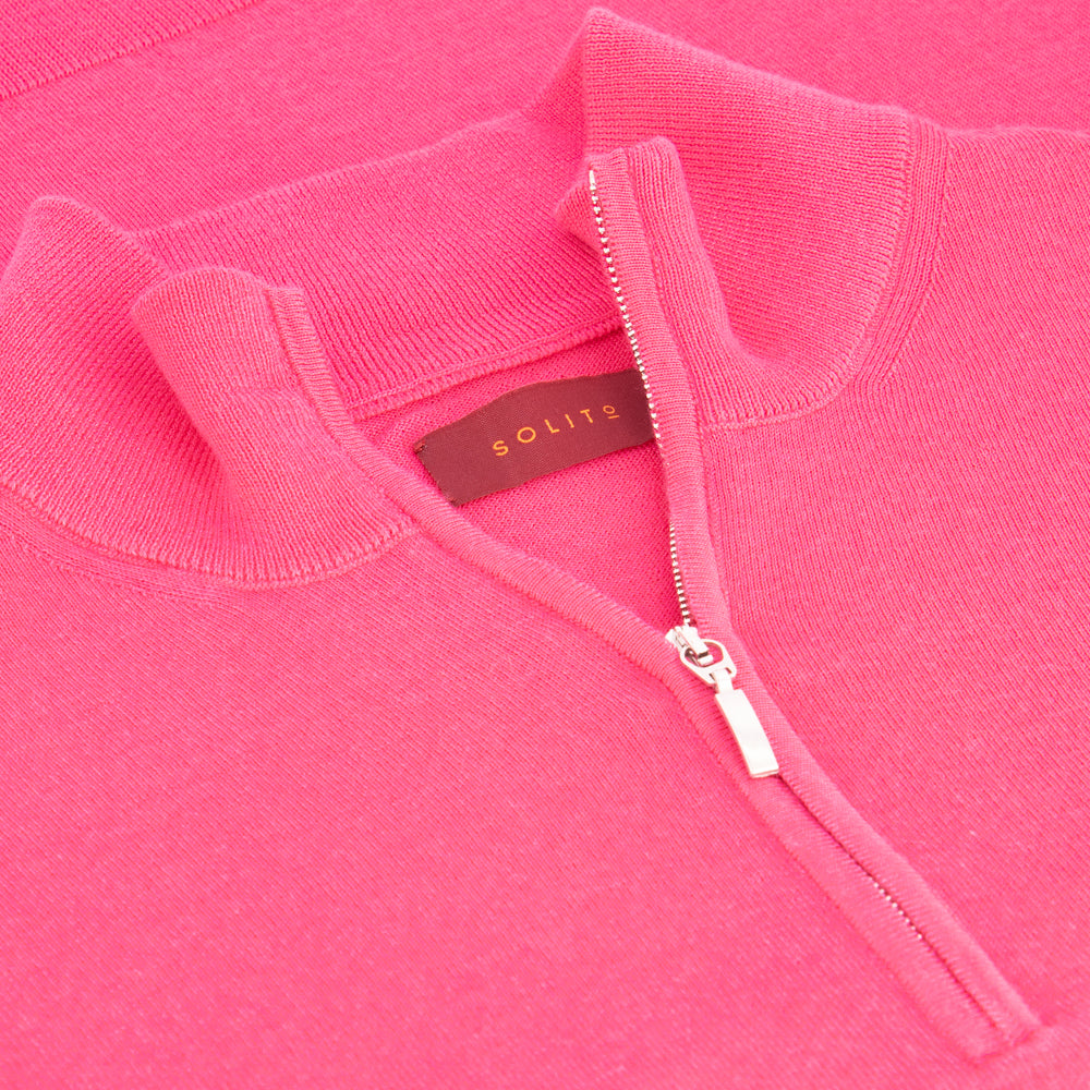 SUÉTER CASHMERE SEDA ZIP ROSA MEXICANO